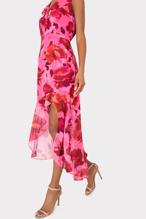 Nanci Blurred Blossom Ruffle Dress Pink Multi Image 4 of 5