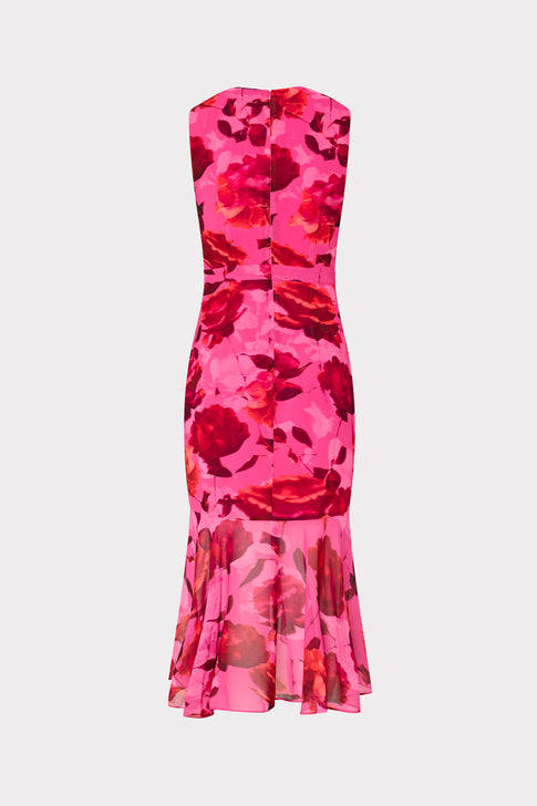 Nanci Blurred Blossom Ruffle Dress Pink Multi Image 5 of 5