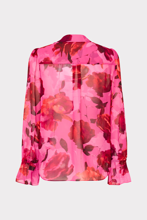 Lacey Blurred Blossom Printed Blouse Pink Multi Image 4 of 4