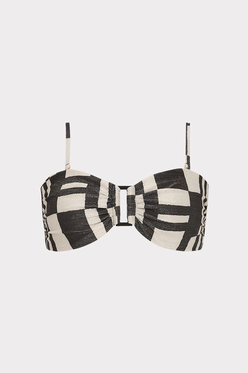 Barcelona Shimmer Puzzle Bandeau Top Ecru/Black Image 2 of 8