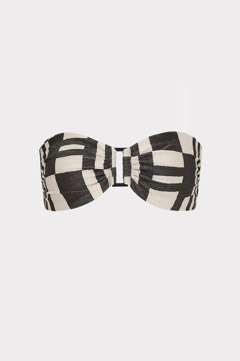 Barcelona Shimmer Puzzle Bandeau Top Ecru/Black Image 1 of 8
