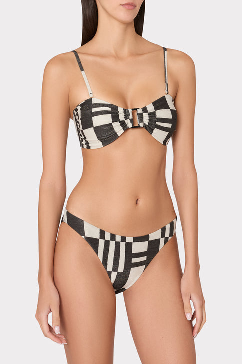 Barcelona Shimmer Puzzle Bandeau Top Ecru/Black Image 3 of 8