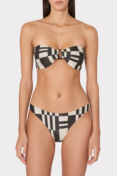 Barcelona Shimmer Puzzle Bandeau Top Ecru/Black Image 4 of 8