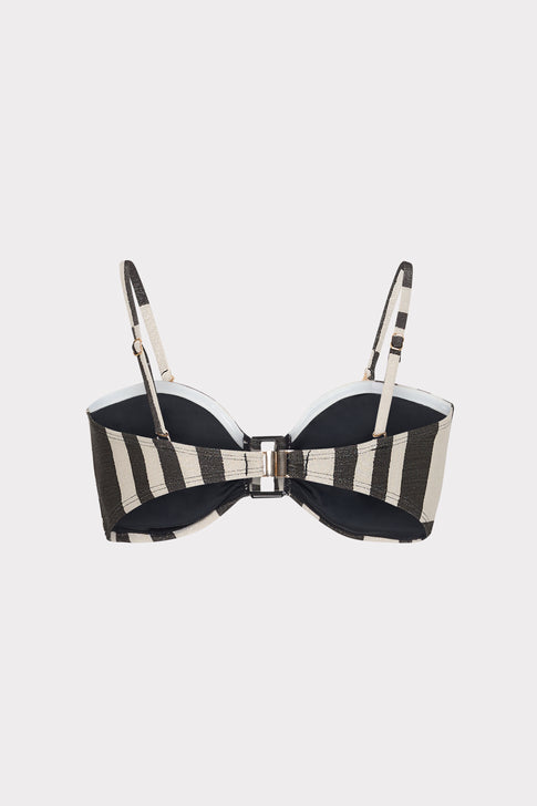 Barcelona Shimmer Puzzle Bandeau Top Ecru/Black Image 7 of 8