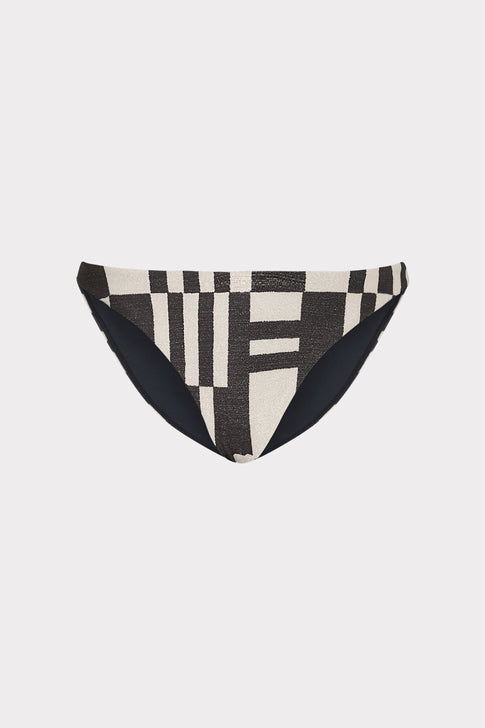 Margot Barcelona Shimmer Puzzle Bikini Bottom Ecru/Black Image 1 of 5