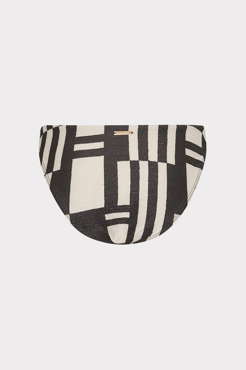Margot Barcelona Shimmer Puzzle Bikini Bottom Ecru/Black Image 4 of 5