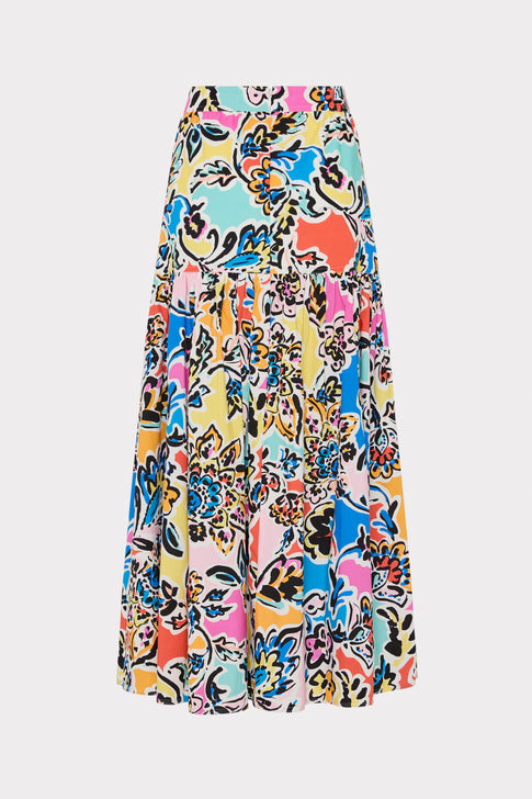 Novi Rainbow Oasis Poplin Maxi Skirt Black Multi Image 5 of 5