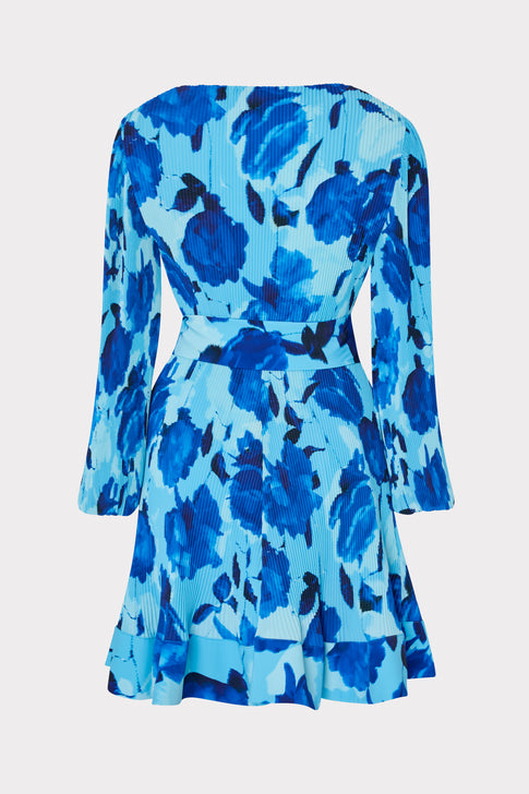 Liv Blurred Blossom Pleated Dress Blue Multi Image 5 of 5