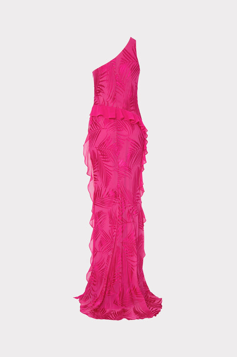 Ryanna Chiffon Devore Dress Pink Palm Image 4 of 4