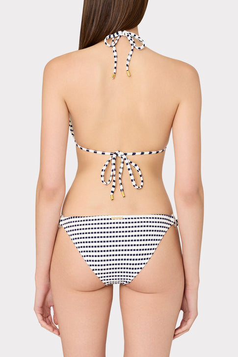 Textured Stripe Ring Triangle Bikini Top Navy Image 3 of 4