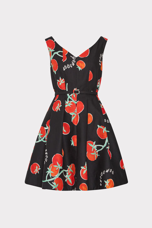 Milly Peggy Off The Shoulder Printed Mini Dress - Black/Red