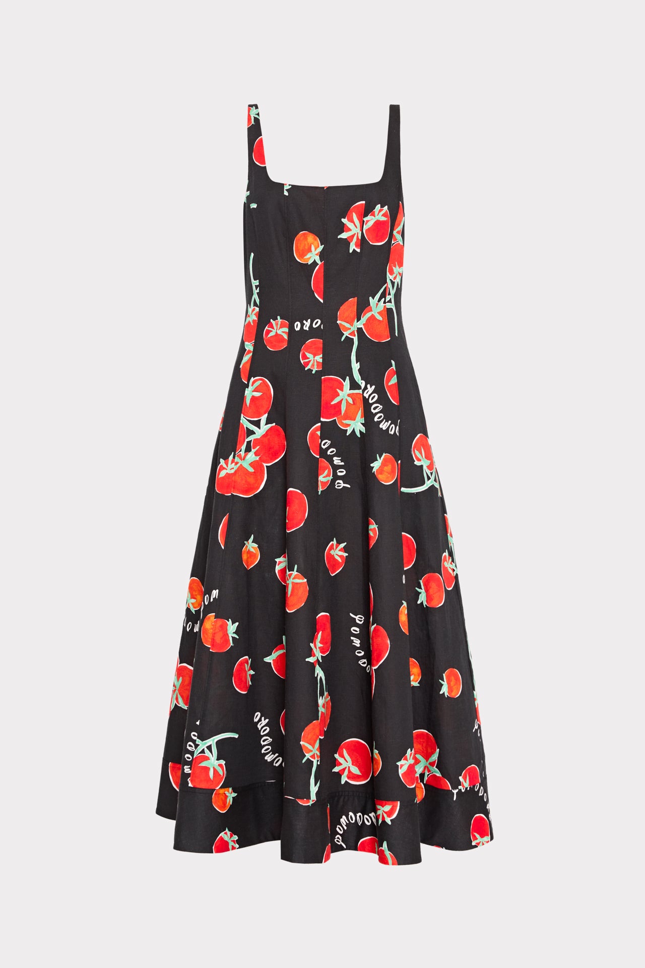 Nia Printed Midi Dress in Black/red | Milly Nia Printed Midi Dress in Black/red | Milly