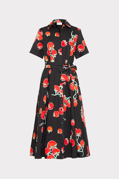 Lexi Printed Midi in Black/Red