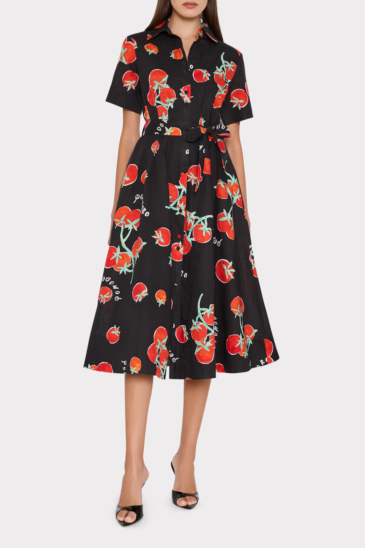 Lexi Printed Midi in Black/Red