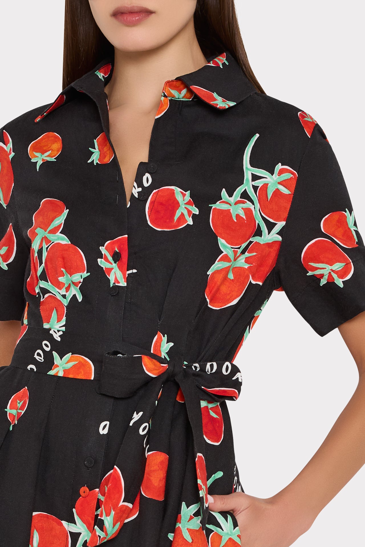 Lexi Printed Midi in Black/Red