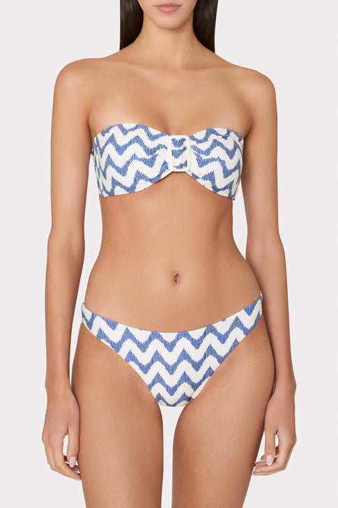 Margot Barcelona Chevron Bikini Bottom White/Blue Image 2 of 4