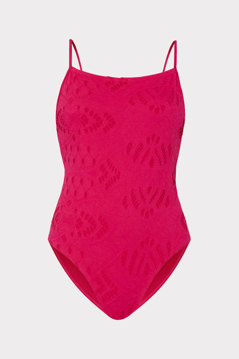 Pink Lace Eyelet One Piece
