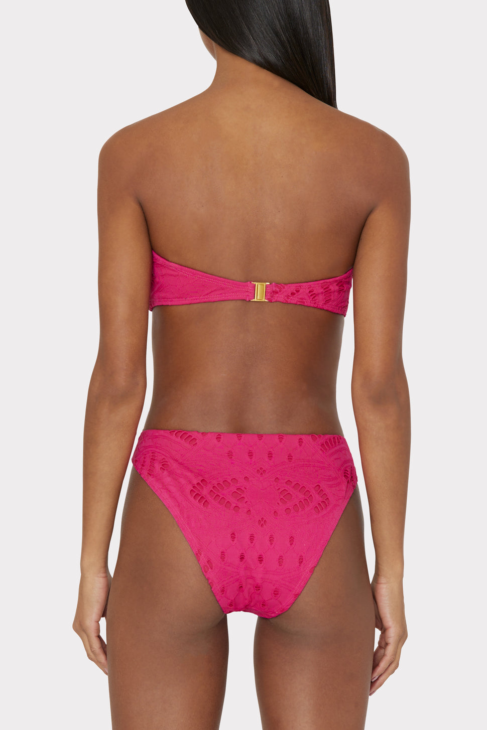 Lace Eyelet Bandeau Bikini Top In Pink - MILLY in Pink | MILLY