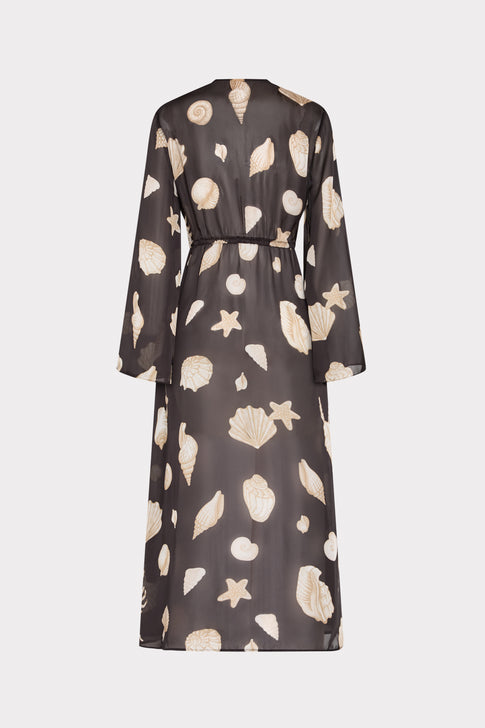 Black Seashell Cover Up Robe - Back View Flat Lay | MILLY