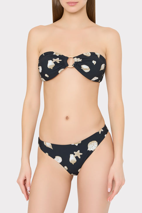 Black Seashell Print Bikini Set - Front View On Model | MILLY