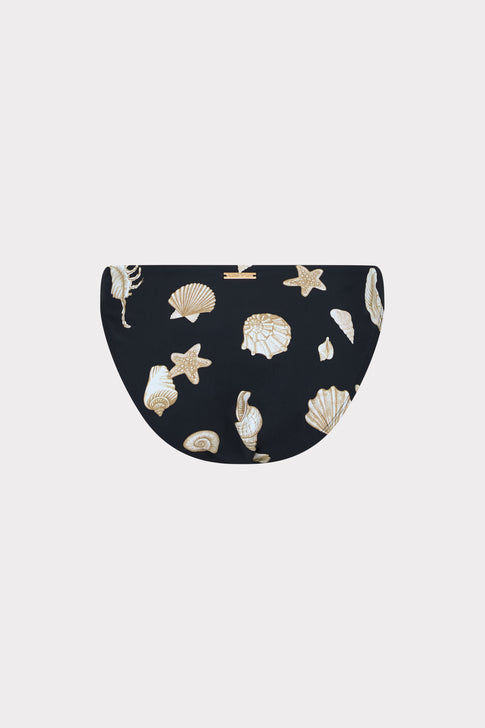 Black Margot Seashell Bikini Bottom - Detail View Flat Lay | MILLY