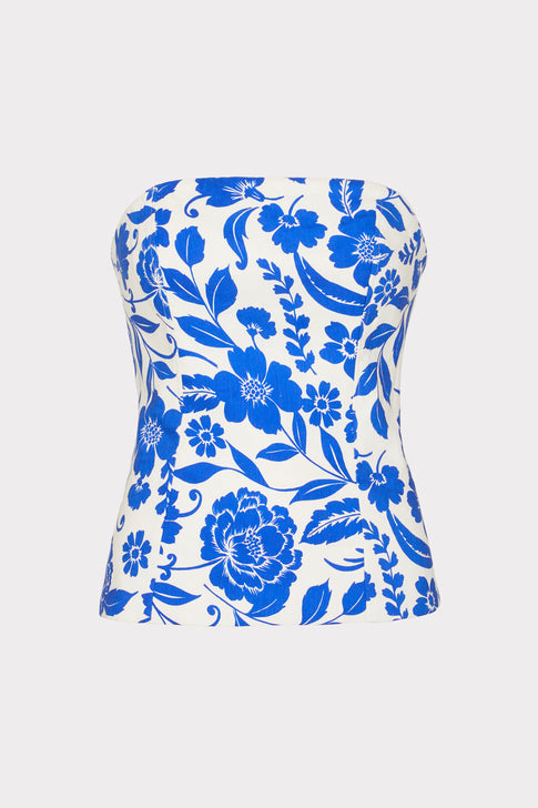 Flowers Of Spain Linen Top Blue/White Image 1 of 4