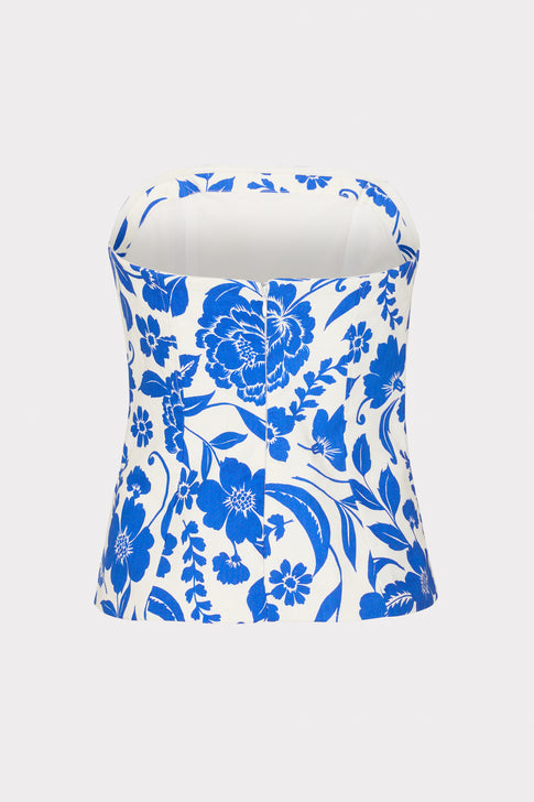 Flowers Of Spain Linen Top Blue/White Image 4 of 4