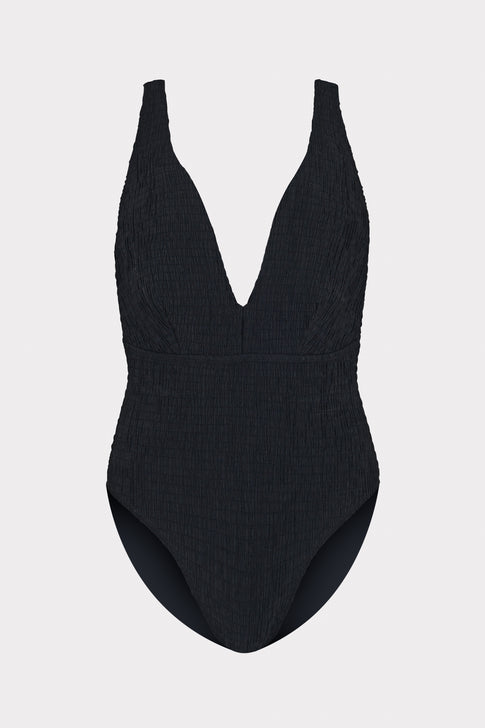 Deep Dive One Piece With Smocking Black Image 1 of 5