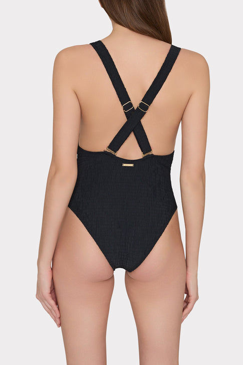Deep Dive One Piece With Smocking Black Image 4 of 5