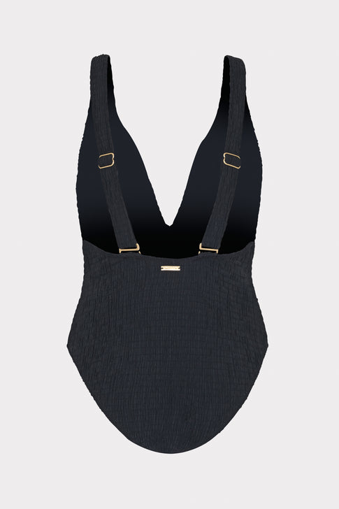 Deep Dive One Piece With Smocking Black Image 5 of 5