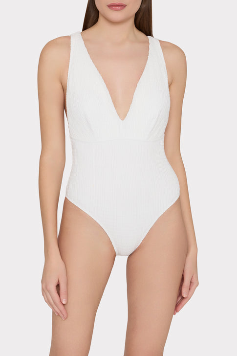 Deep Dive One Piece With Smocking White Image 2 of 6