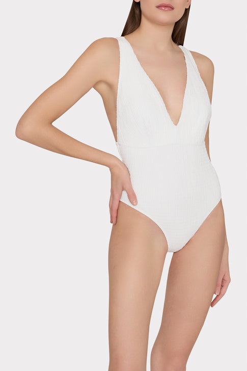 Deep Dive One Piece With Smocking White Image 3 of 6