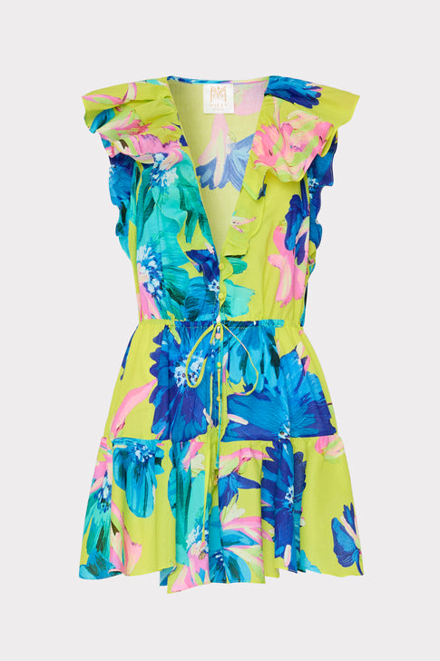Dana Floating Cosmos Cover-Up Dress Neon Yellow Image 1 of 5