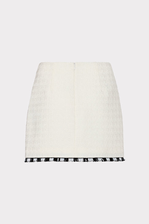 Jayla Beaded Fringe Mini Skirt Ecru Image 4 of 4