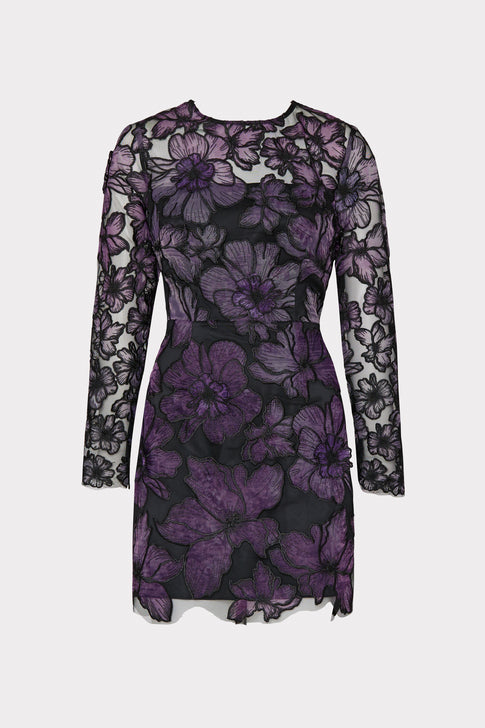 Iris 3D Floral Lace Dress Wine Image 1 of 4