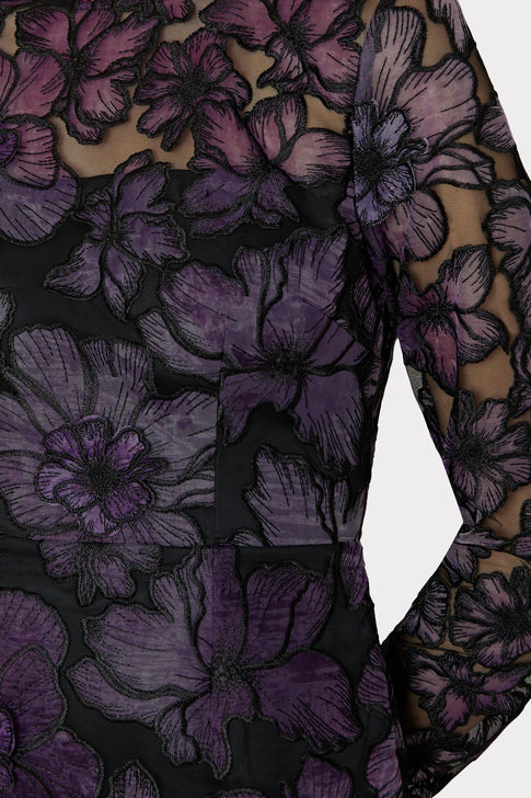 Iris 3D Floral Lace Dress Wine Image 3 of 4