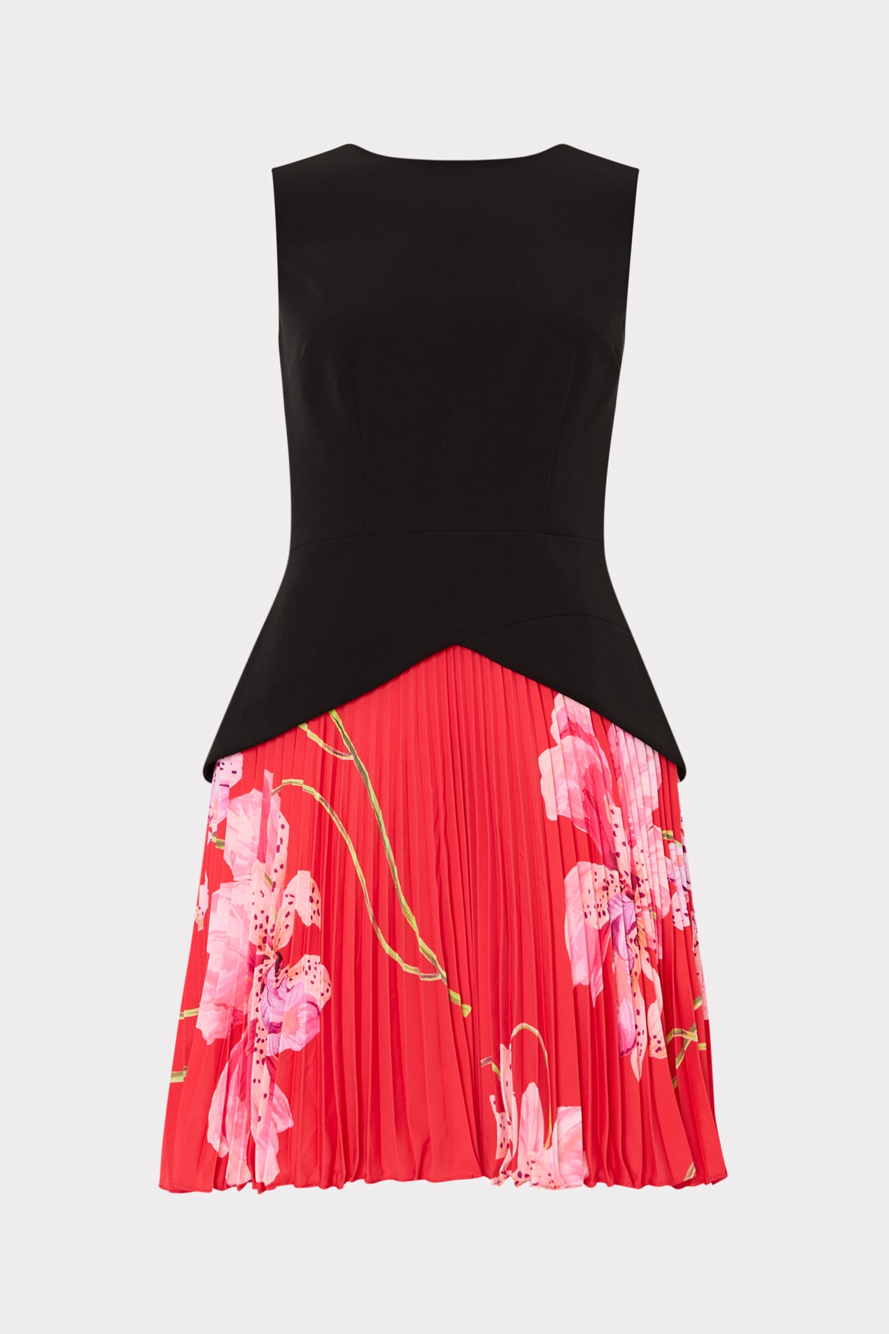 Milly Women's Haddy Printed Pleated Minidress - Black Red Multi