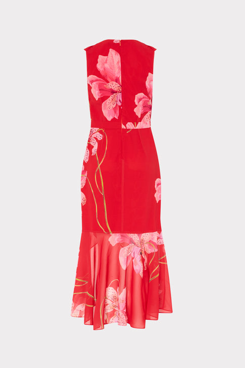red print midi dress Buy Red/Pink Floral Printed Puff Sleeve Midi Dress from Next USA