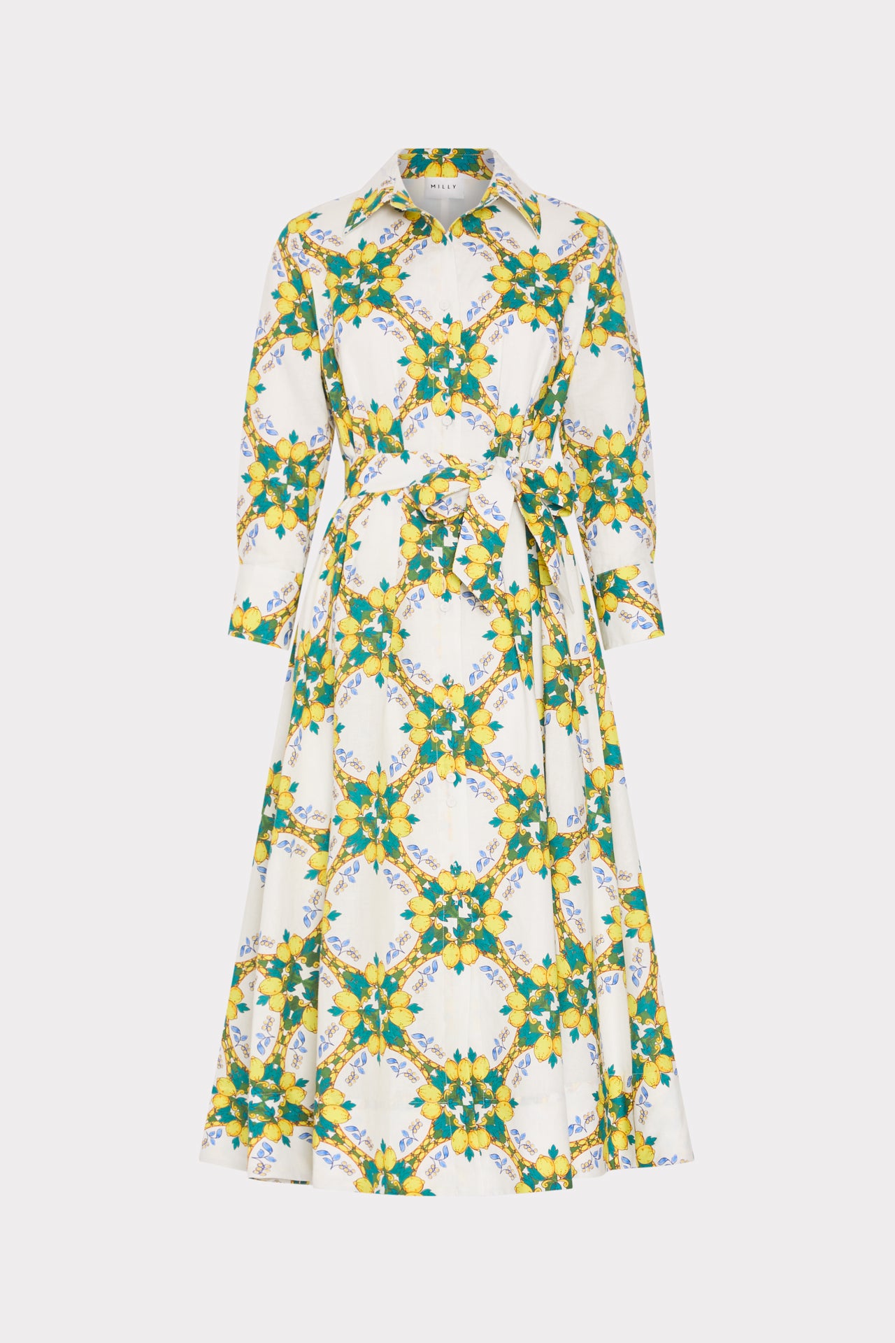 Lexi Printed Midi Dress in Yellow Multi | MILLY Lexi Printed Midi Dress in Yellow Multi | MILLY
