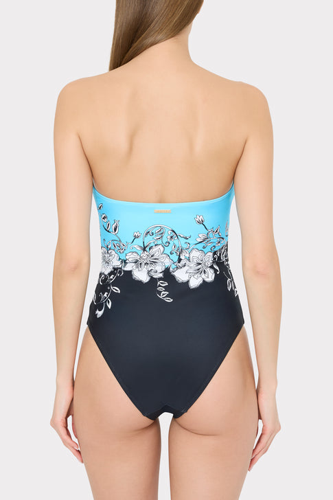 Designer Floral One Piece Swimsuit - Back View On Model | MILLY