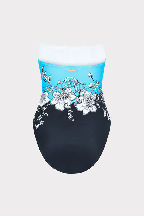 Unique Gradient Floral One Piece - Strapless Silhouette Detail | MILLY