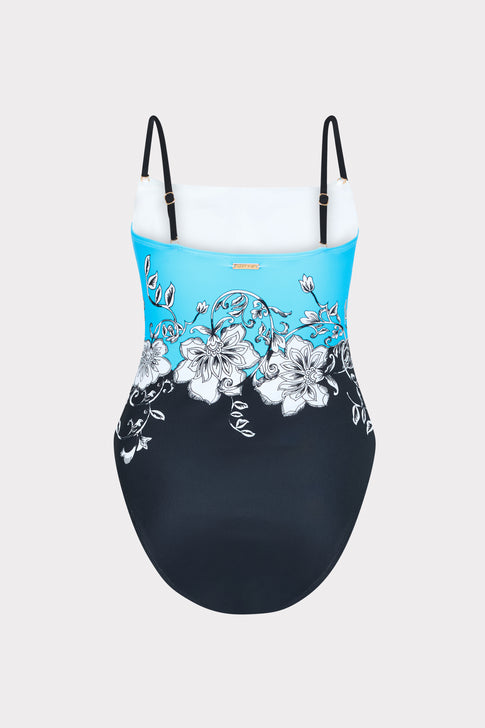 Turquoise Navy Floral One Piece - Convertible Strap Design | MILLY