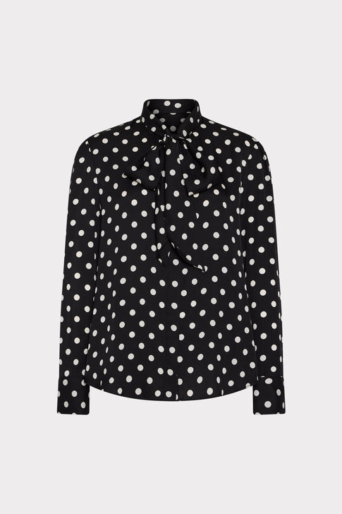 Tie Neck Polka Dot Blouse
