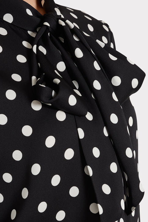 Tie Neck Polka Dot Blouse