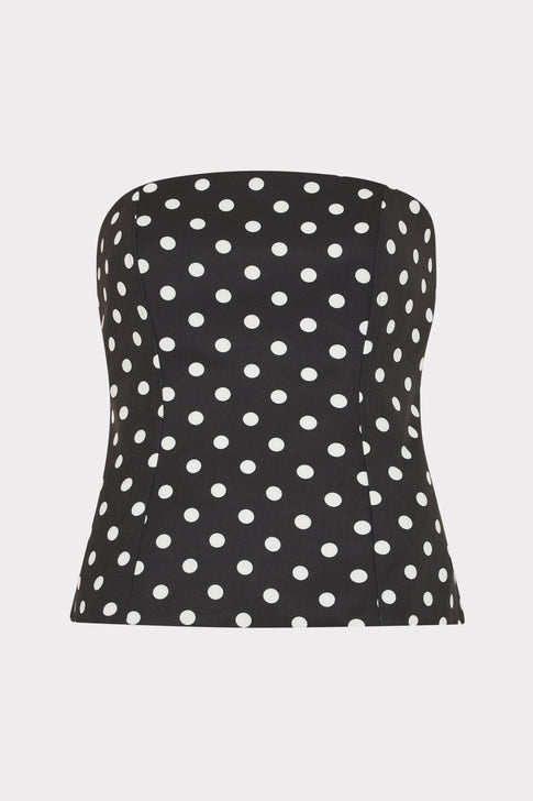 Black & White Polka Dot Strapless Tube Top - Flat Lay | MILLY