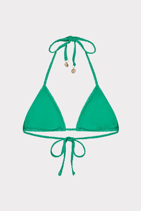 Textured Chevron Triangle Bikini Top Green Image 4 of 4