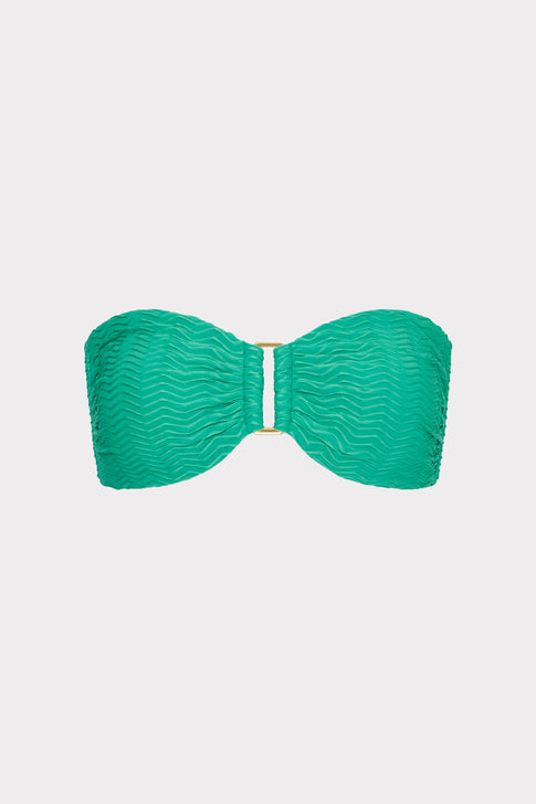 Margot Textured Chevron Bandeau Top Green Image 1 of 6