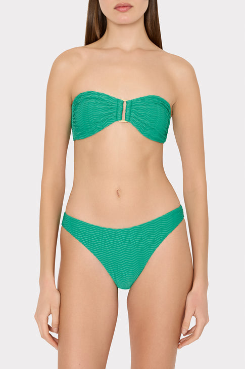 Margot Textured Chevron Bandeau Top Green Image 2 of 6