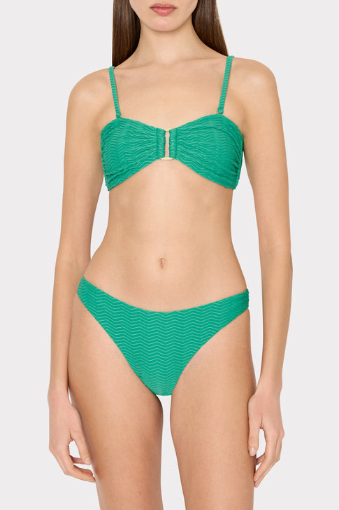 Margot Textured Chevron Bandeau Top Green Image 3 of 6