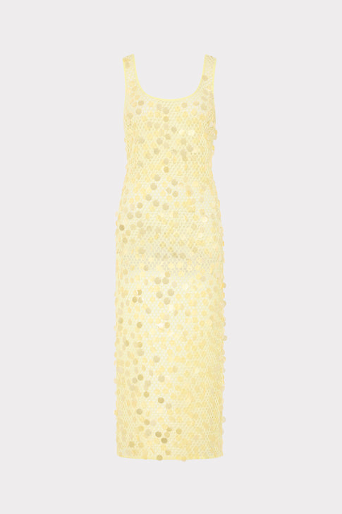 Yellow Pailette Crochet Midi Cover-Up - Front View | MILLY